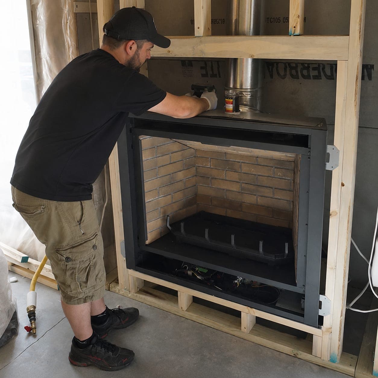 Gas fireplace installation
